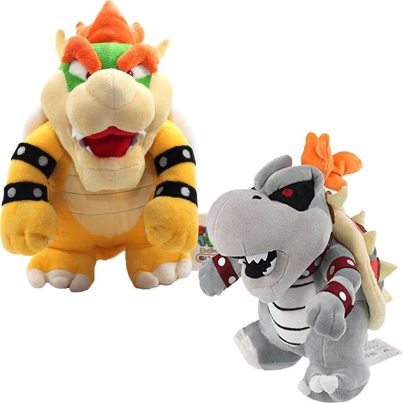Bowser King and Gray Dry Bone Bowser plush doll set approx 10" 2pcs - Picture 1 of 5